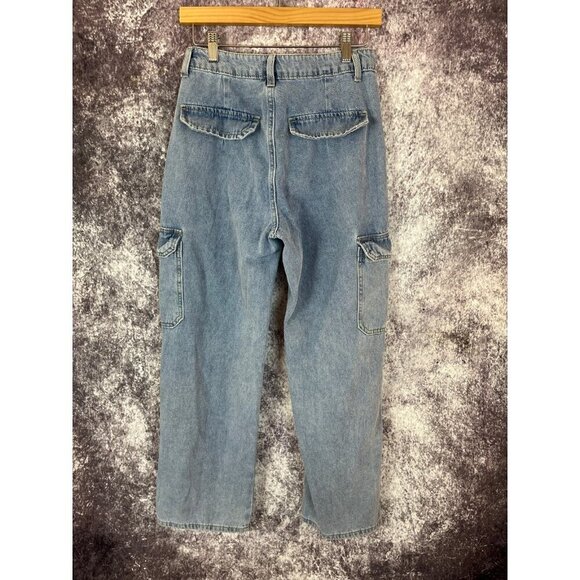 Cargo Jeans Women S Grunge Hip Hop Skate Pocket Baggy Wide Leg Y2K School - Picture 8 of 13